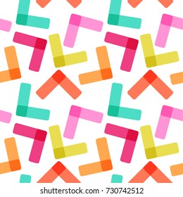 Vector cute colorful abstract hipster geometric lines seamless pattern background