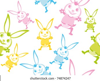 vector cute colorful bunny pattern wallpaper for eater day celebration