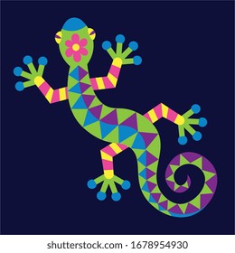 Vector Cute Colorful Cartoon Alebrije Lizard Isolated