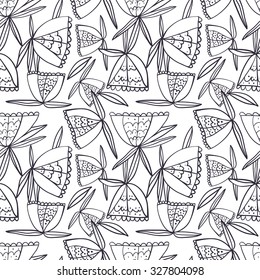 Vector cute colorful hand drawing  floral seamless pattern background 