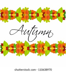 Vector cute, colorful, hand drawn style autumn leaves background illustration