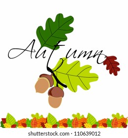 Vector cute, colorful, hand drawn style autumn leaves background illustration