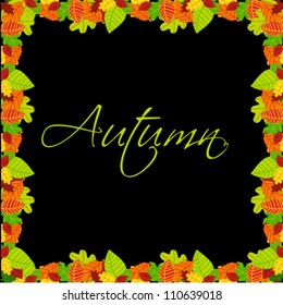 Vector cute, colorful, hand drawn style autumn leaves background illustration