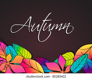 Vector cute, colorful hand drawn style autumn leaves illustration