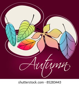 Vector cute, colorful hand drawn style autumn leaves illustration