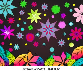 Vector cute, colorful hand drawn style autumn leaves illustration