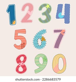 Vector cute colorful numbers for graphics or learning media decoration.