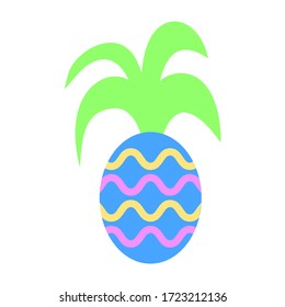 Vector cute colorful pineapple in cartoon style on white background. Sweet fruit. Summer cute fruits for healthy lifestyle. Pineapple or ananas fruit. Vector illustration cartoon isolated ananas