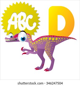 vector cute comic animals ABC: D is for funny Dinosaur