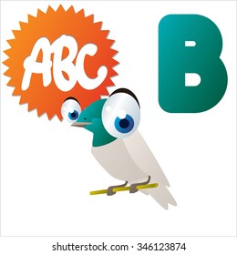 vector cute comic cartoon colorful animal alphabet collection: B  is for Bird