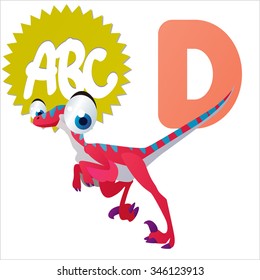 vector cute comic cartoon colorful animal alphabet collection:  D  is for  Dinosaur