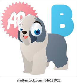 Vektorcute Comic Cartoon bunte Tieralphabetensammlung: B ist für Bobtail