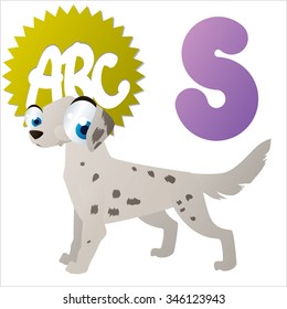 vector cute comic cartoon colorful animal alphabet collection: S is for Setter