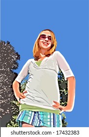 Vector Cute And Confident Young Girl, See Jpeg Also In My Portfolio