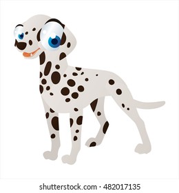 Vektorsüße, bunte Cartoon-Tierzeichnung. Sammlung von Abstammungsbildern. Hunderassen. Dalmatien