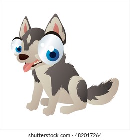 vector lindo fresco colorido dibujo animado animal. colección de ilustraciones pedigrree. Razas de perro. Husky