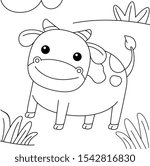 Vector cute Cow cartoon illustration design for coloring book.