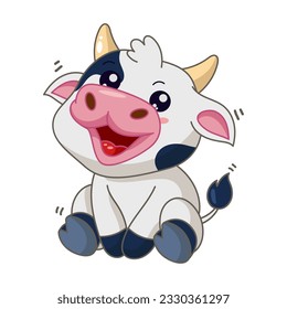 vector de la sentada de dibujos animados de vacas lindas
