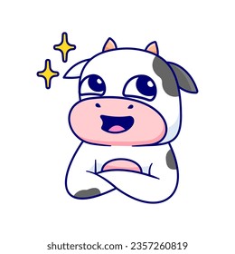 Vector Cute Cow Character Emotes Element Collection Isolated