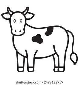 Vector cute cow illustration of on white background. Jobs and occupations concept. Cartoon characters. Education and school kids coloring page, printable, activity, worksheet, flashcard.