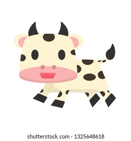 vector cute cow run,illustration animals.vector cartoon
