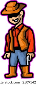 Vector Cute Cowboy Logo Mascot