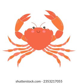 Vector cute crab cartoon illustration isolated on white background