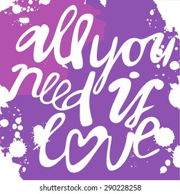 Vector cute creative abstract background made of colorful ink spots and hand drawing words above