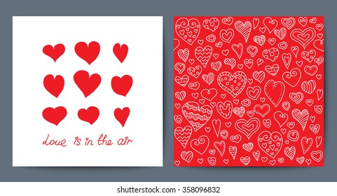 Vector cute creative card with love theme design. Love is in the air. Happy Valentine's Day! Beautiful romantic design. Eps 10