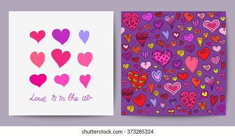Vector cute creative card with love theme design. Love is in the air. Happy Valentine's Day! Beautiful romantic design. Eps 10