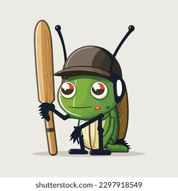 vector cute cricket cartoon style