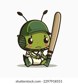 vector cute cricket cartoon style