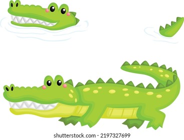 a vector of a cute crocodile