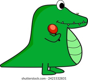 vector of a cute crocodile holding a lollipop in his hand