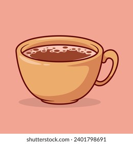 Vector cute Cup of coffee illustration cartoon doodle flat colorful line art vector design isolated object icon