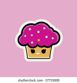Vector Cute cupcake icon