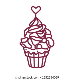 vector cute cupcake sweets coloring book page
