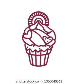 vector cute cupcake sweets coloring book page