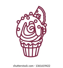 vector cute cupcake sweets coloring book page