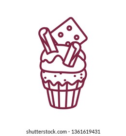 vector cute cupcake sweets coloring book page