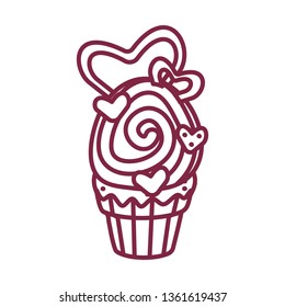 vector cute cupcake sweets coloring book page