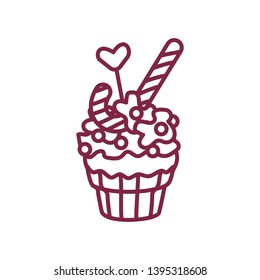 vector cute cupcake sweets coloring book page