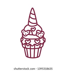 vector cute cupcake sweets coloring book page