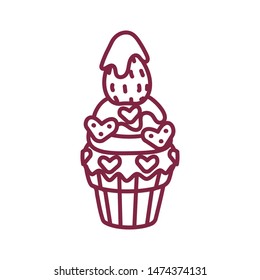 vector cute cupcake sweets coloring book page