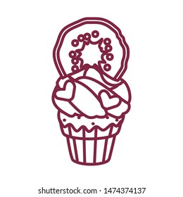 vector cute cupcake sweets coloring book page