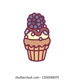 vector cute cupcake sweets, flat clip art