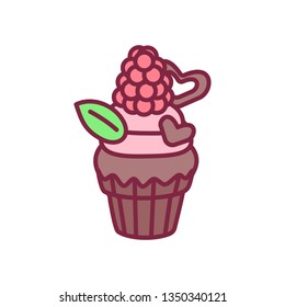 vector cute cupcake sweets, flat clip art