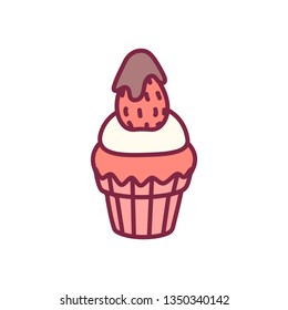 vector cute cupcake sweets, flat clip art