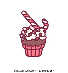 vector cute cupcake sweets, flat clip art