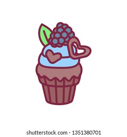 vector cute cupcake sweets, flat clip art